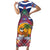 West Indies Christmas Family Matching Short Sleeve Bodycon Dress and Hawaiian Shirt with Tropical Snowman Palm Tree Gingerbread and Plaid Design - Wonder Print Shop
