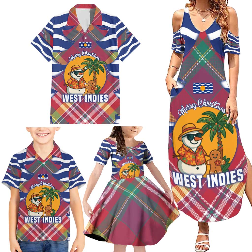 West Indies Christmas Family Matching Summer Maxi Dress and Hawaiian Shirt with Tropical Snowman Palm Tree Gingerbread and Plaid Design - Wonder Print Shop