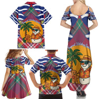 West Indies Christmas Family Matching Summer Maxi Dress and Hawaiian Shirt with Tropical Snowman Palm Tree Gingerbread and Plaid Design - Wonder Print Shop