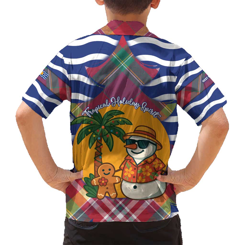 West Indies Christmas Family Matching Tank Maxi Dress and Hawaiian Shirt with Tropical Snowman Palm Tree Gingerbread and Plaid Design - Wonder Print Shop
