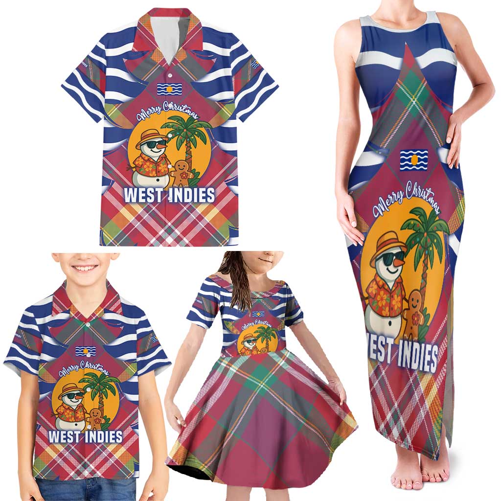 West Indies Christmas Family Matching Tank Maxi Dress and Hawaiian Shirt with Tropical Snowman Palm Tree Gingerbread and Plaid Design - Wonder Print Shop