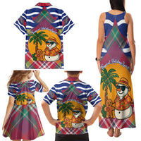 West Indies Christmas Family Matching Tank Maxi Dress and Hawaiian Shirt with Tropical Snowman Palm Tree Gingerbread and Plaid Design - Wonder Print Shop