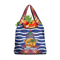 West Indies Christmas Grocery Bag with Tropical Snowman Palm Tree Gingerbread and Plaid Design - Wonder Print Shop