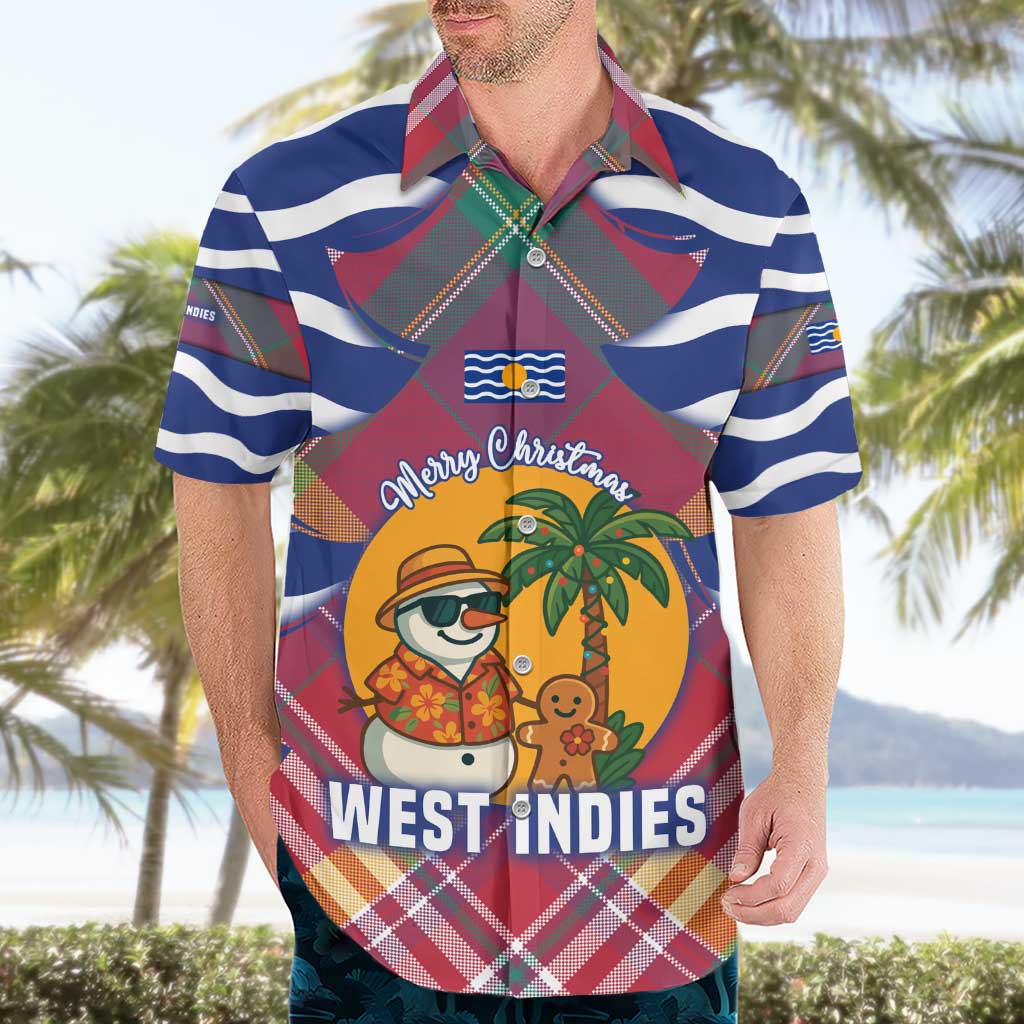 West Indies Christmas Hawaiian Shirt with Tropical Snowman Palm Tree Gingerbread and Plaid Design - Wonder Print Shop