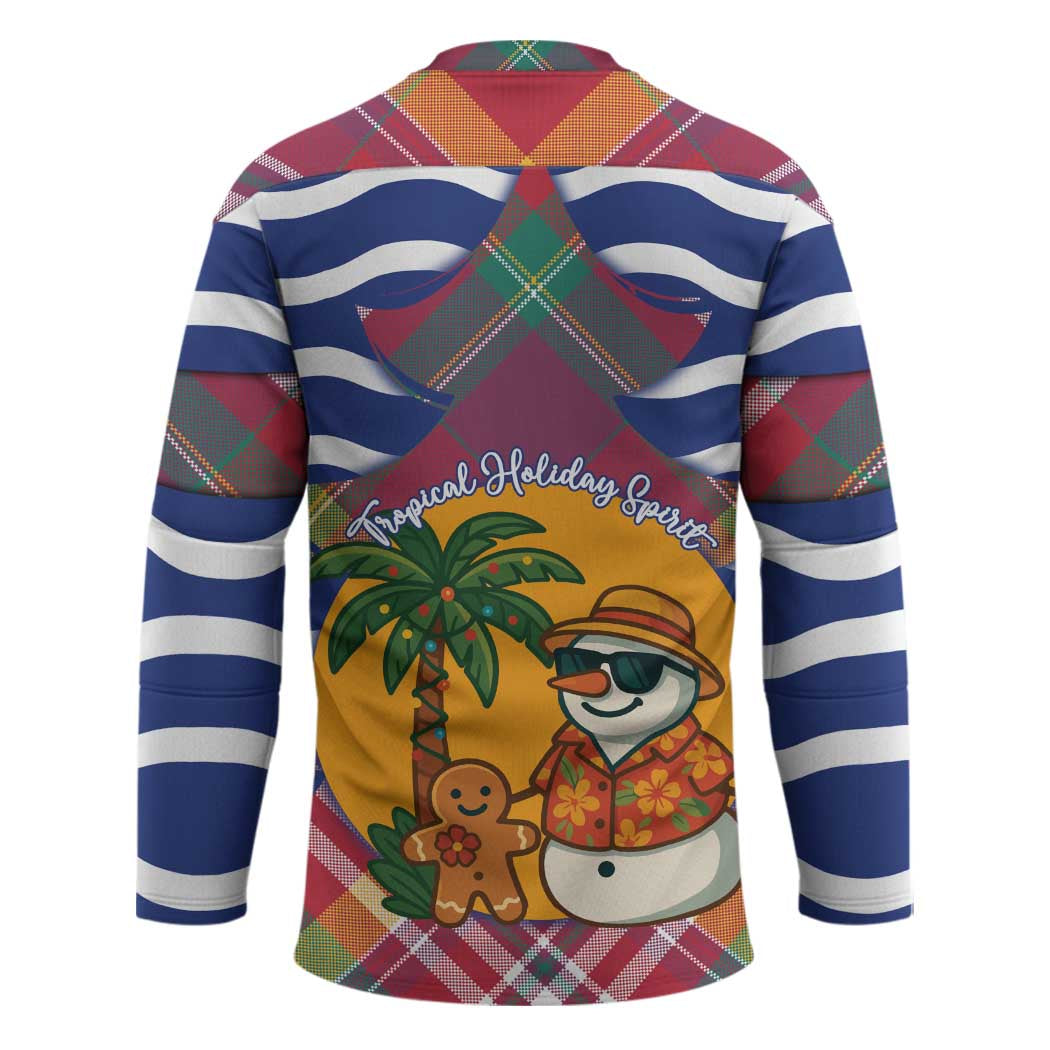 West Indies Christmas Hockey Jersey with Tropical Snowman Palm Tree Gingerbread and Plaid Design - Wonder Print Shop