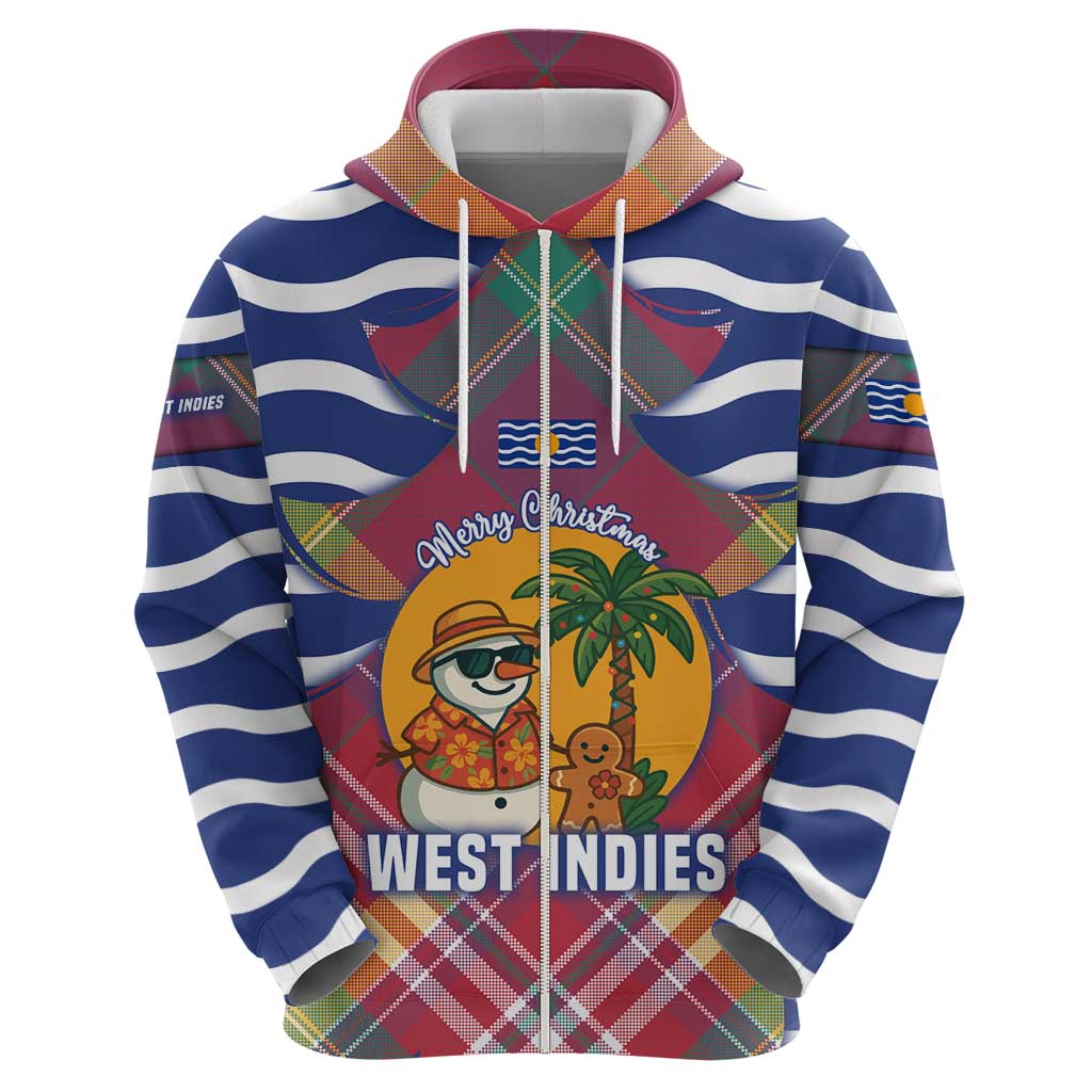 West Indies Christmas Hoodie with Tropical Snowman Palm Tree Gingerbread and Plaid Design - Wonder Print Shop