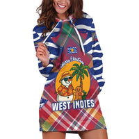 West Indies Christmas Hoodie Dress with Tropical Snowman Palm Tree Gingerbread and Plaid Design - Wonder Print Shop