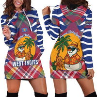 West Indies Christmas Hoodie Dress with Tropical Snowman Palm Tree Gingerbread and Plaid Design - Wonder Print Shop