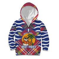 West Indies Christmas Kid Hoodie with Tropical Snowman Palm Tree Gingerbread and Plaid Design - Wonder Print Shop