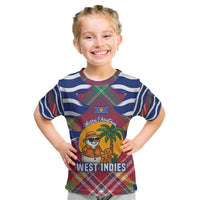 West Indies Christmas Kid T Shirt with Tropical Snowman Palm Tree Gingerbread and Plaid Design - Wonder Print Shop