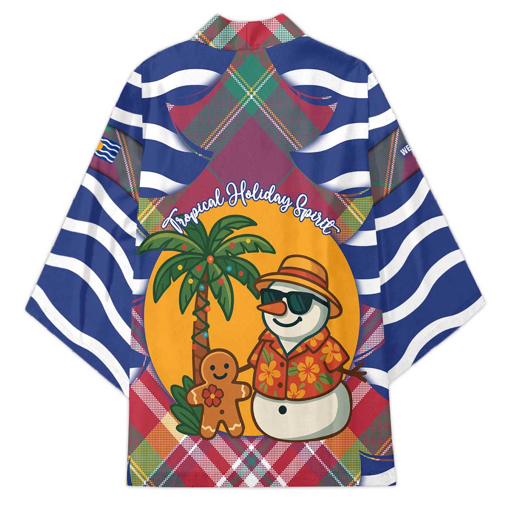 West Indies Christmas Kimono with Tropical Snowman Palm Tree Gingerbread and Plaid Design - Wonder Print Shop