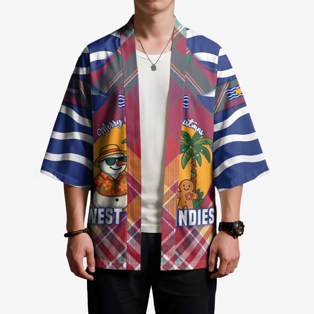 West Indies Christmas Kimono with Tropical Snowman Palm Tree Gingerbread and Plaid Design - Wonder Print Shop