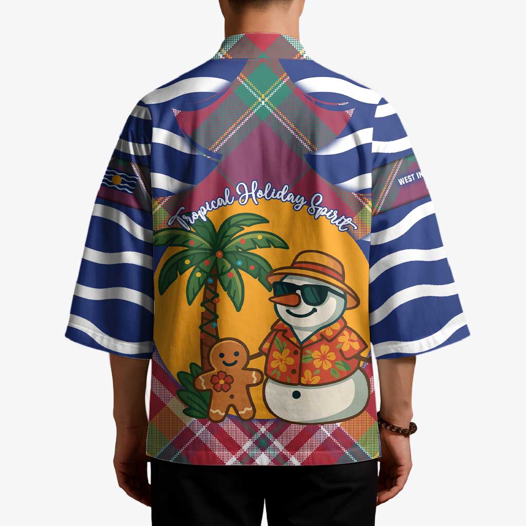 West Indies Christmas Kimono with Tropical Snowman Palm Tree Gingerbread and Plaid Design - Wonder Print Shop