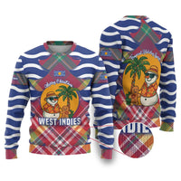 West Indies Christmas Ugly Christmas Sweater with Tropical Snowman Palm Tree Gingerbread and Plaid Design - Wonder Print Shop