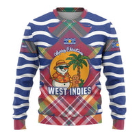 West Indies Christmas Ugly Christmas Sweater with Tropical Snowman Palm Tree Gingerbread and Plaid Design - Wonder Print Shop