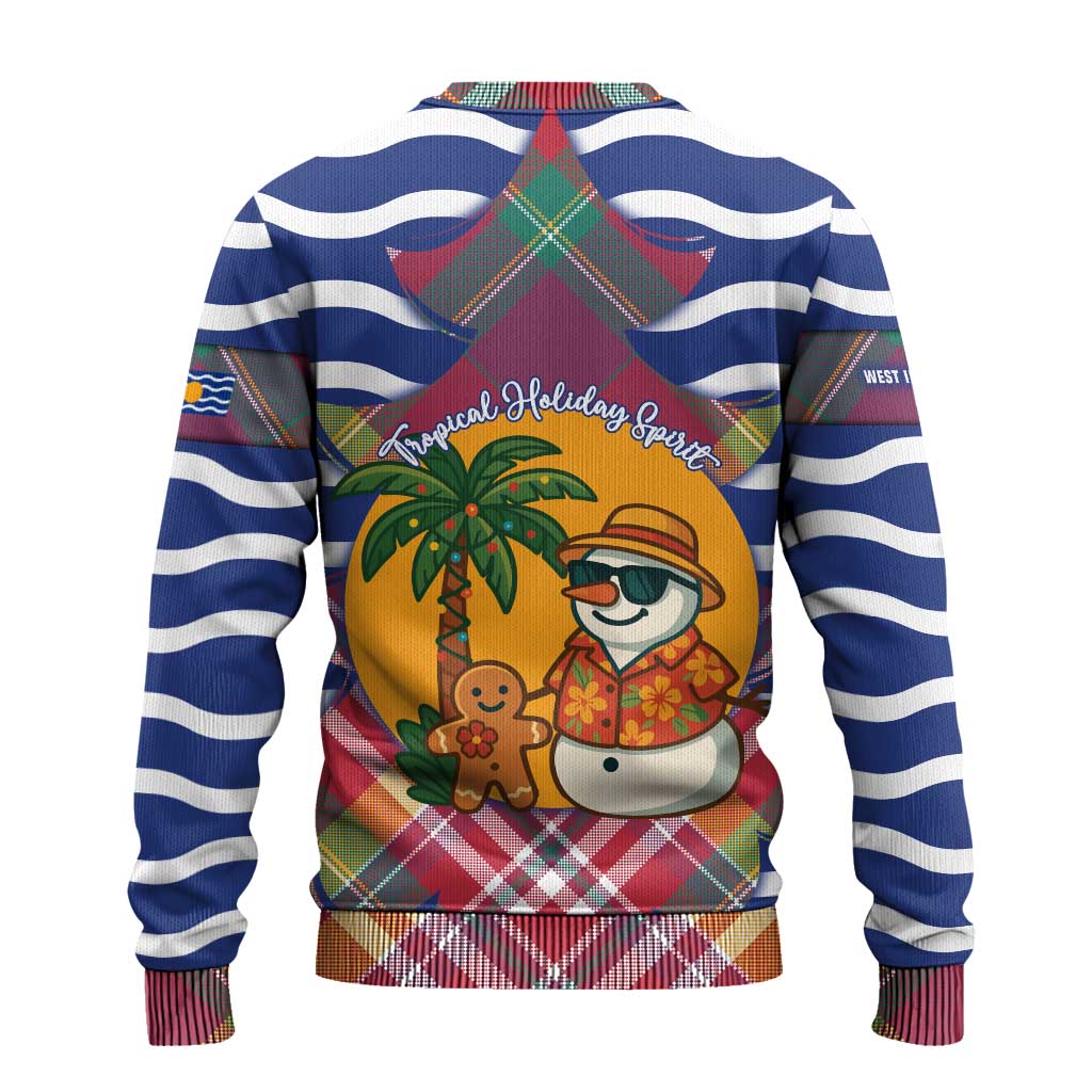 West Indies Christmas Ugly Christmas Sweater with Tropical Snowman Palm Tree Gingerbread and Plaid Design - Wonder Print Shop