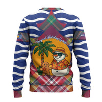 West Indies Christmas Ugly Christmas Sweater with Tropical Snowman Palm Tree Gingerbread and Plaid Design - Wonder Print Shop