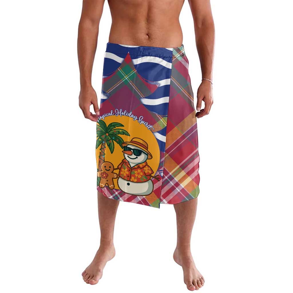 West Indies Christmas Lavalava with Tropical Snowman Palm Tree Gingerbread and Plaid Design - Wonder Print Shop