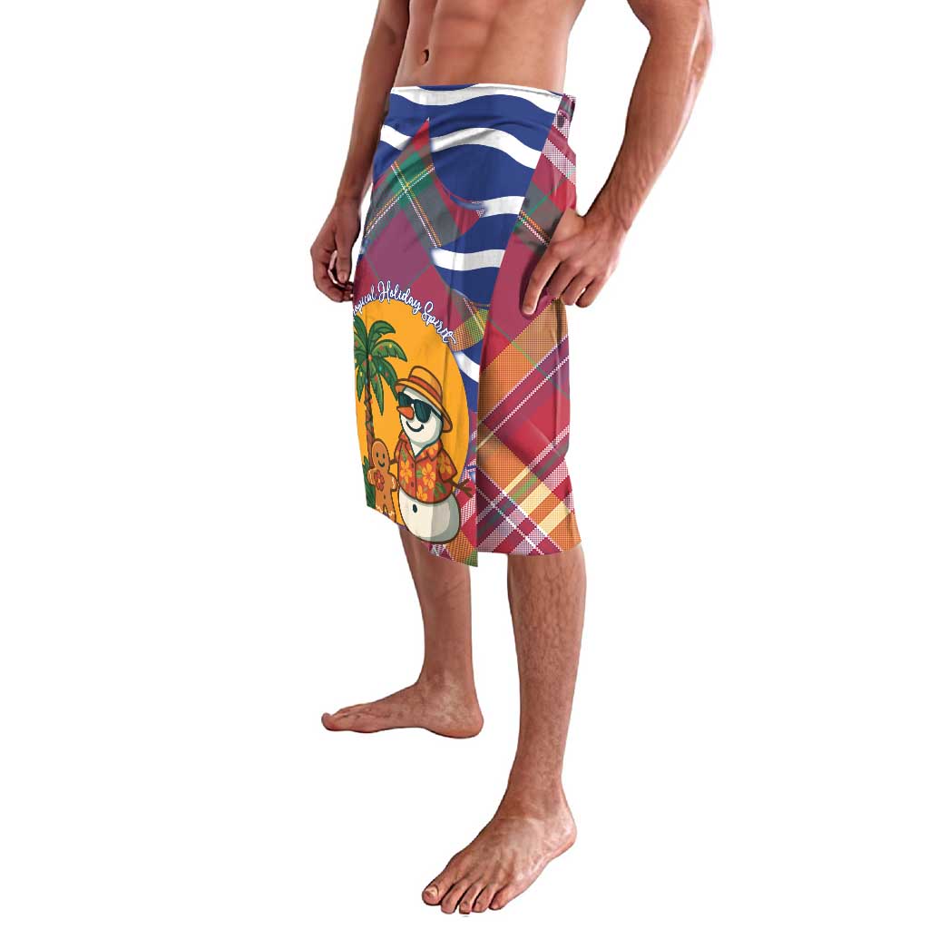 West Indies Christmas Lavalava with Tropical Snowman Palm Tree Gingerbread and Plaid Design - Wonder Print Shop