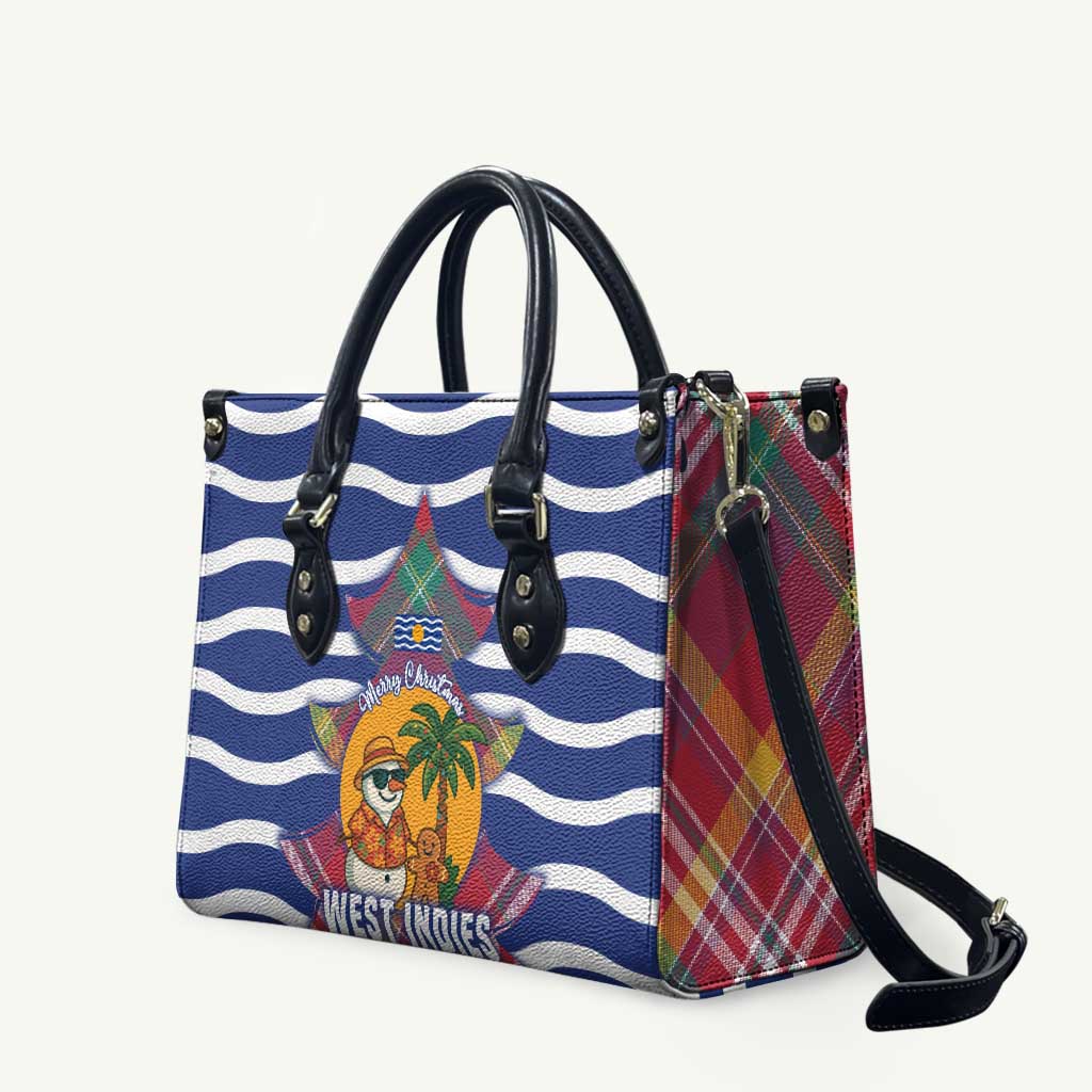 West Indies Christmas Leather Bag with Tropical Snowman Palm Tree Gingerbread and Plaid Design - Wonder Print Shop