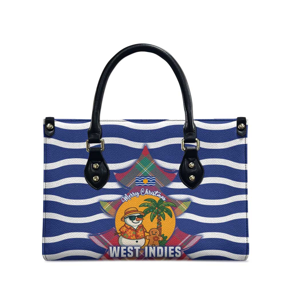 West Indies Christmas Leather Bag with Tropical Snowman Palm Tree Gingerbread and Plaid Design - Wonder Print Shop