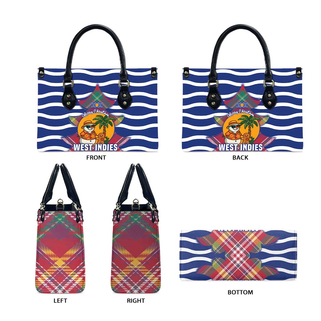 West Indies Christmas Leather Bag with Tropical Snowman Palm Tree Gingerbread and Plaid Design - Wonder Print Shop