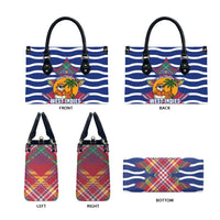 West Indies Christmas Leather Bag with Tropical Snowman Palm Tree Gingerbread and Plaid Design - Wonder Print Shop