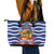 West Indies Christmas Leather Tote Bag with Tropical Snowman Palm Tree Gingerbread and Plaid Design - Wonder Print Shop