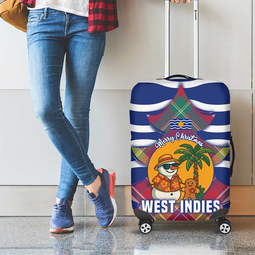 West Indies Christmas Luggage Cover with Tropical Snowman Palm Tree Gingerbread and Plaid Design - Wonder Print Shop