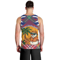 West Indies Christmas Men Tank Top with Tropical Snowman Palm Tree Gingerbread and Plaid Design - Wonder Print Shop