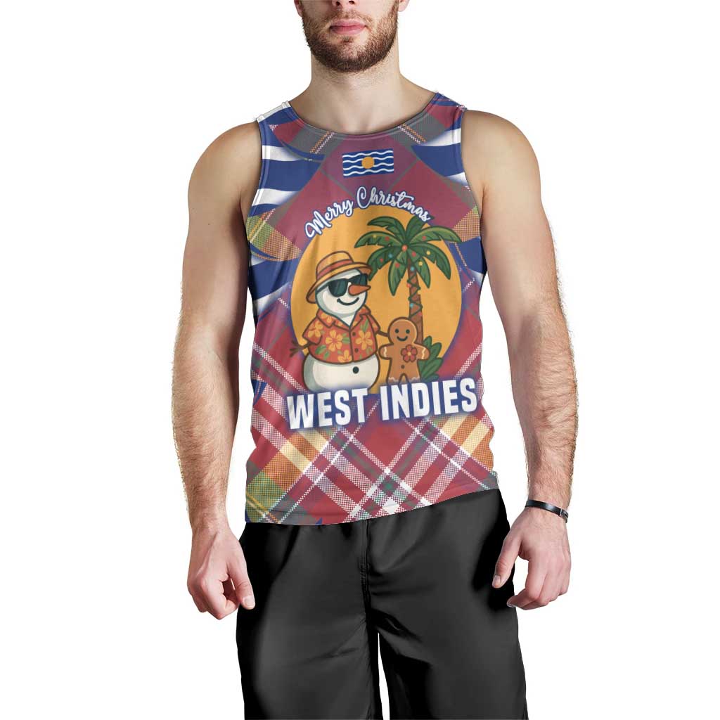 West Indies Christmas Men Tank Top with Tropical Snowman Palm Tree Gingerbread and Plaid Design - Wonder Print Shop