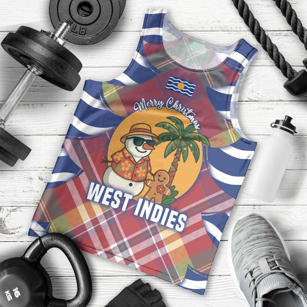 West Indies Christmas Men Tank Top with Tropical Snowman Palm Tree Gingerbread and Plaid Design - Wonder Print Shop