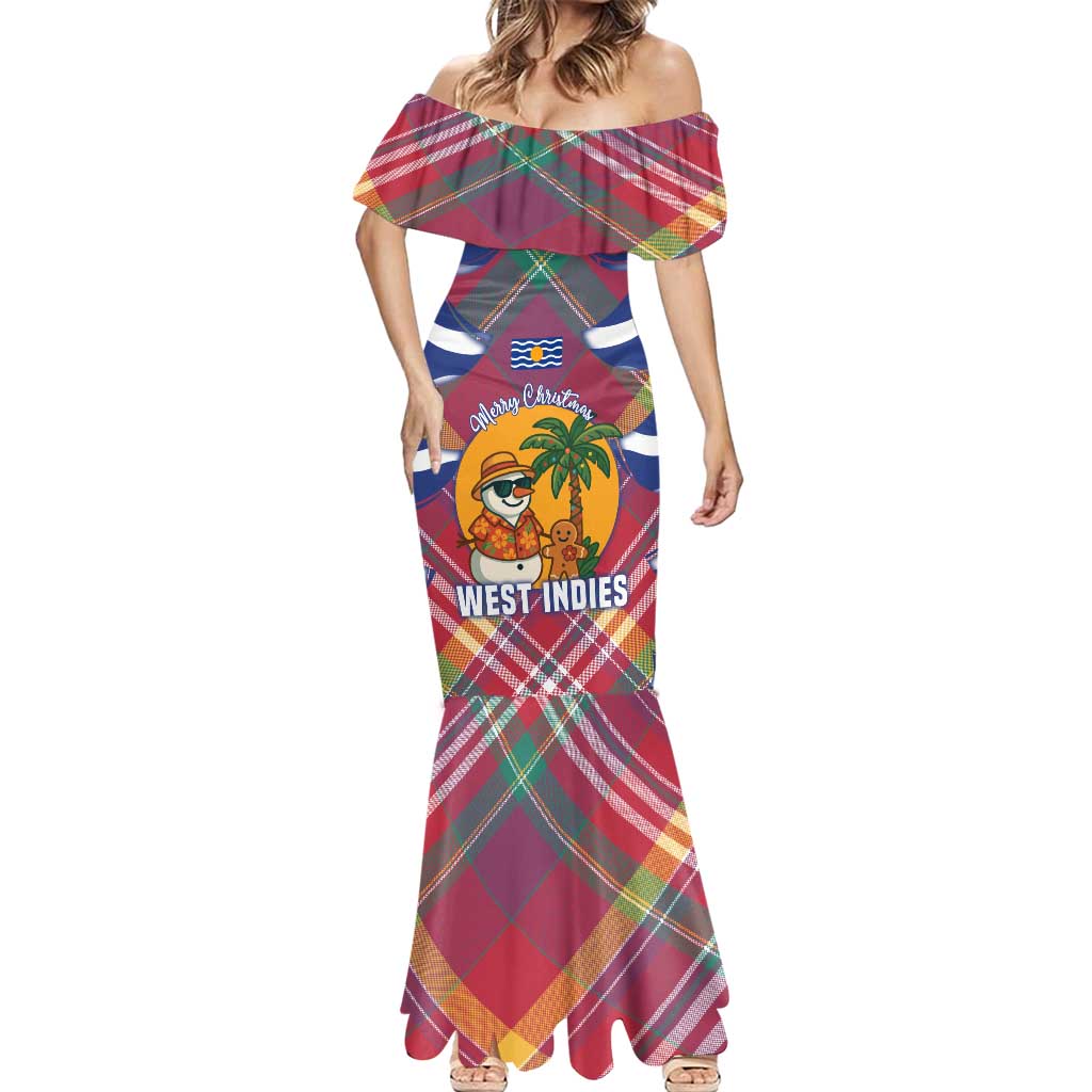 West Indies Christmas Mermaid Dress with Tropical Snowman Palm Tree Gingerbread and Plaid Design - Wonder Print Shop