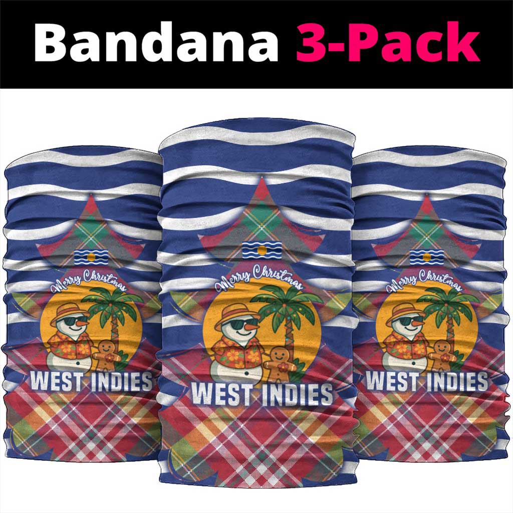 West Indies Christmas Neck Gaiter with Tropical Snowman Palm Tree Gingerbread and Plaid Design - Wonder Print Shop
