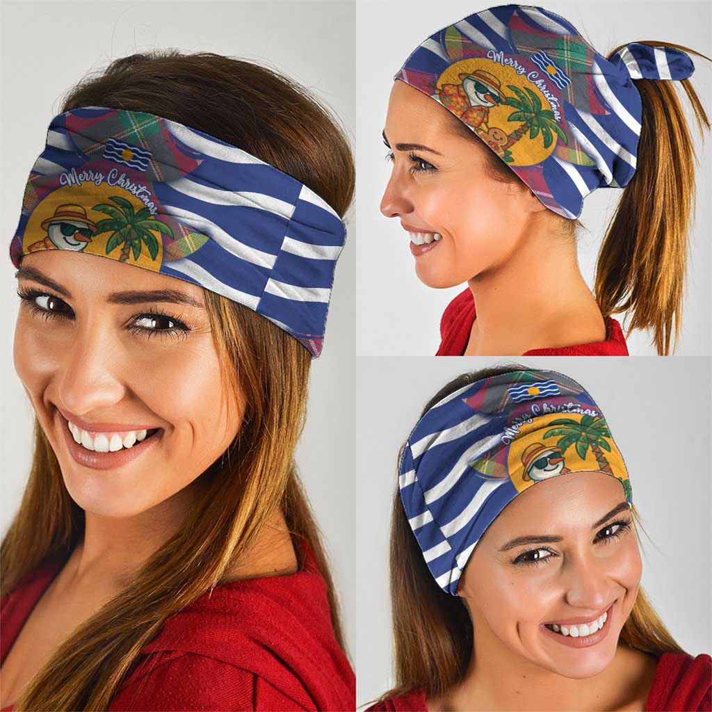 West Indies Christmas Neck Gaiter with Tropical Snowman Palm Tree Gingerbread and Plaid Design - Wonder Print Shop