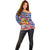 West Indies Christmas Off Shoulder Sweater with Tropical Snowman Palm Tree Gingerbread and Plaid Design - Wonder Print Shop
