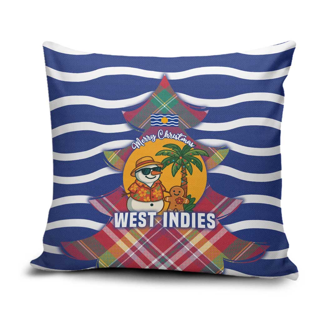 West Indies Christmas Pillow Cover with Tropical Snowman Palm Tree Gingerbread and Plaid Design - Wonder Print Shop