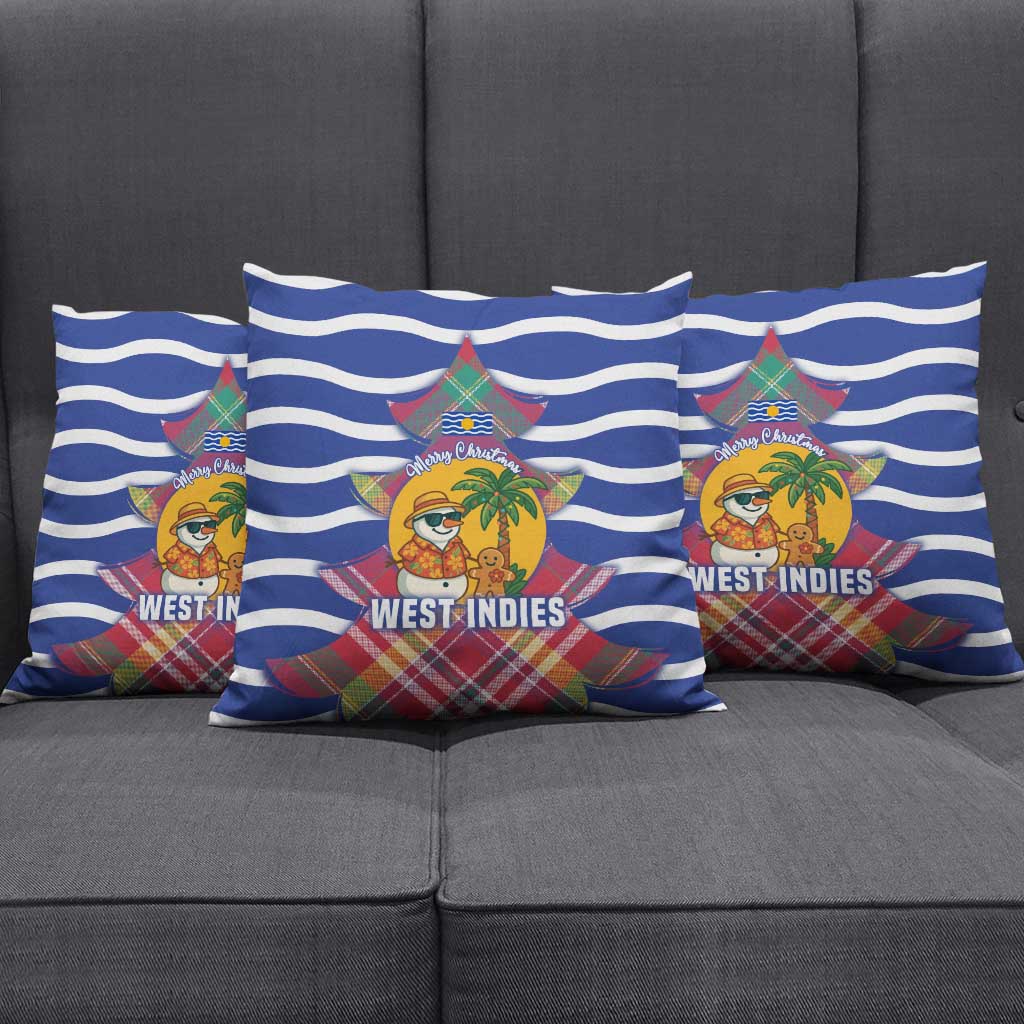 West Indies Christmas Pillow Cover with Tropical Snowman Palm Tree Gingerbread and Plaid Design - Wonder Print Shop