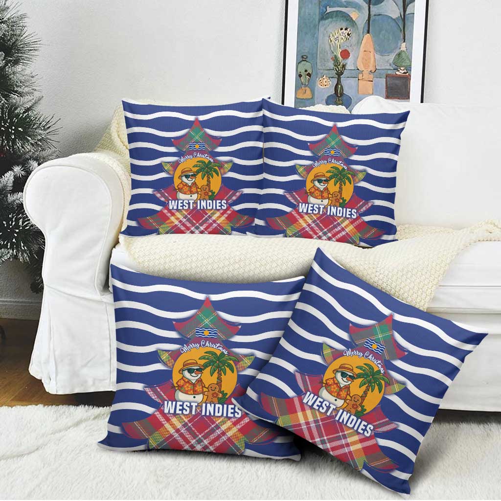 West Indies Christmas Pillow Cover with Tropical Snowman Palm Tree Gingerbread and Plaid Design - Wonder Print Shop