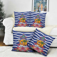 West Indies Christmas Pillow Cover with Tropical Snowman Palm Tree Gingerbread and Plaid Design - Wonder Print Shop