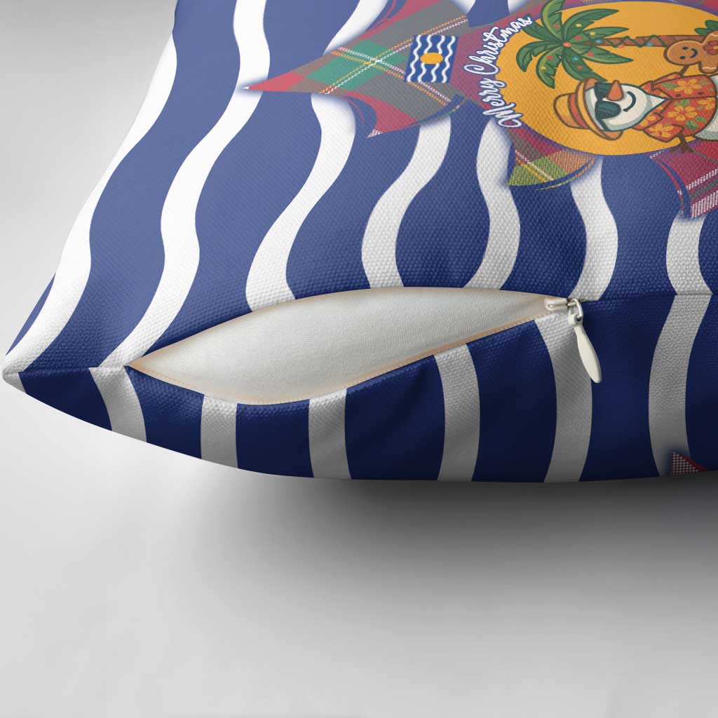 West Indies Christmas Pillow Cover with Tropical Snowman Palm Tree Gingerbread and Plaid Design - Wonder Print Shop