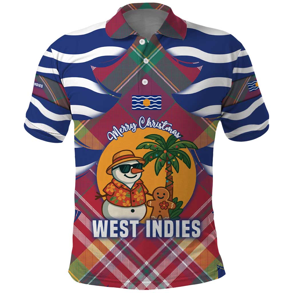 West Indies Christmas Polo Shirt with Tropical Snowman Palm Tree Gingerbread and Plaid Design - Wonder Print Shop