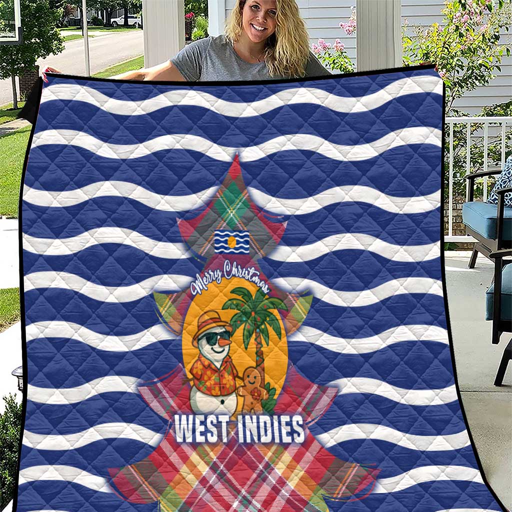 West Indies Christmas Quilt with Tropical Snowman Palm Tree Gingerbread and Plaid Design - Wonder Print Shop