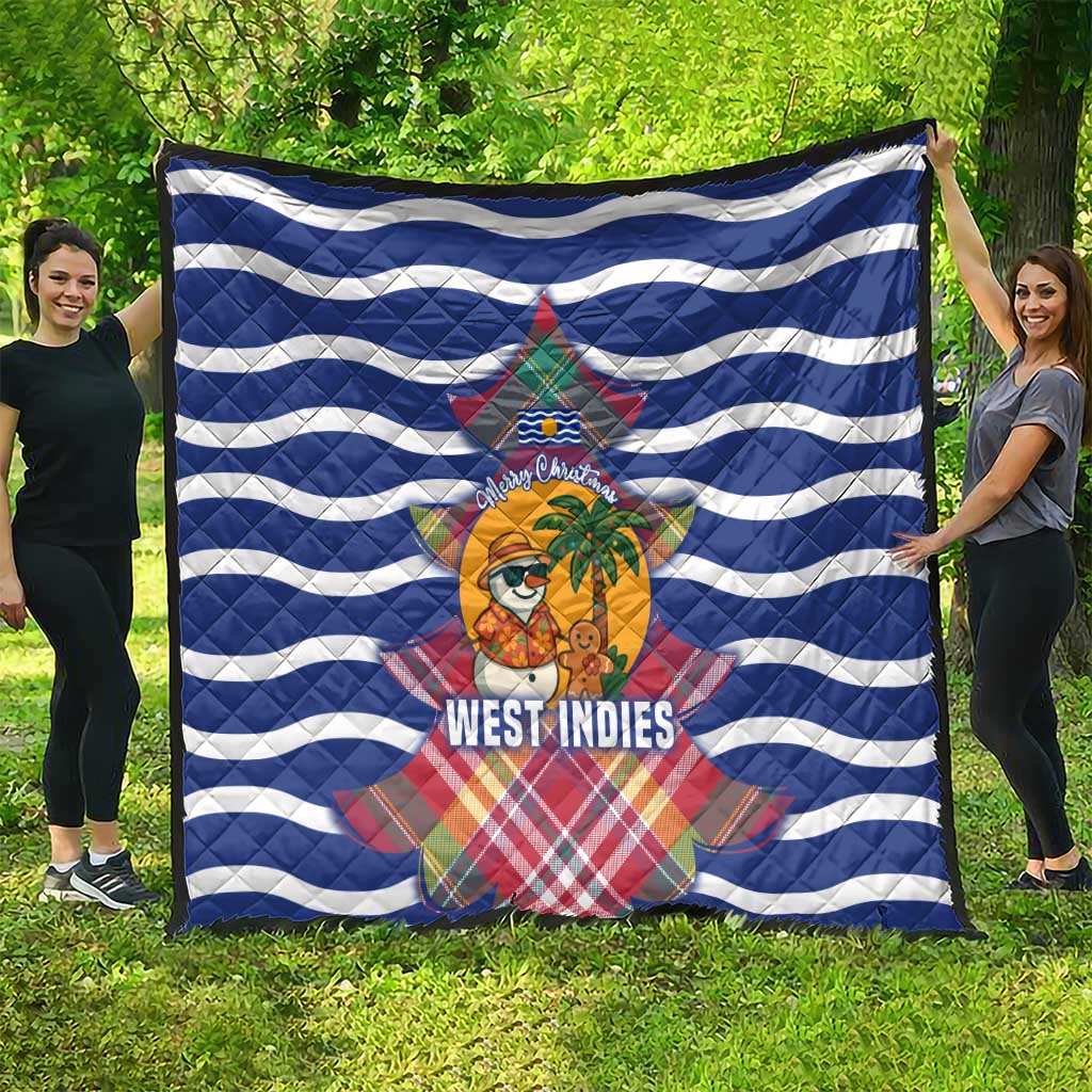 West Indies Christmas Quilt with Tropical Snowman Palm Tree Gingerbread and Plaid Design - Wonder Print Shop