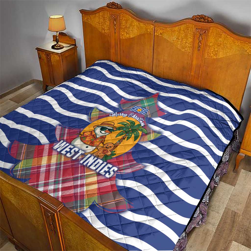 West Indies Christmas Quilt with Tropical Snowman Palm Tree Gingerbread and Plaid Design - Wonder Print Shop