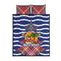 West Indies Christmas Quilt Bed Set with Tropical Snowman Palm Tree Gingerbread and Plaid Design - Wonder Print Shop