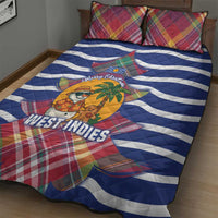 West Indies Christmas Quilt Bed Set with Tropical Snowman Palm Tree Gingerbread and Plaid Design - Wonder Print Shop