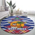 West Indies Christmas Round Carpet with Tropical Snowman Palm Tree Gingerbread and Plaid Design - Wonder Print Shop