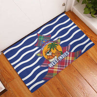 West Indies Christmas Rubber Doormat with Tropical Snowman Palm Tree Gingerbread and Plaid Design - Wonder Print Shop