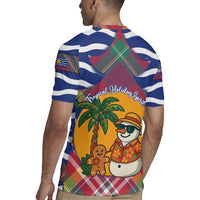 West Indies Christmas Rugby Jersey with Tropical Snowman Palm Tree Gingerbread and Plaid Design - Wonder Print Shop